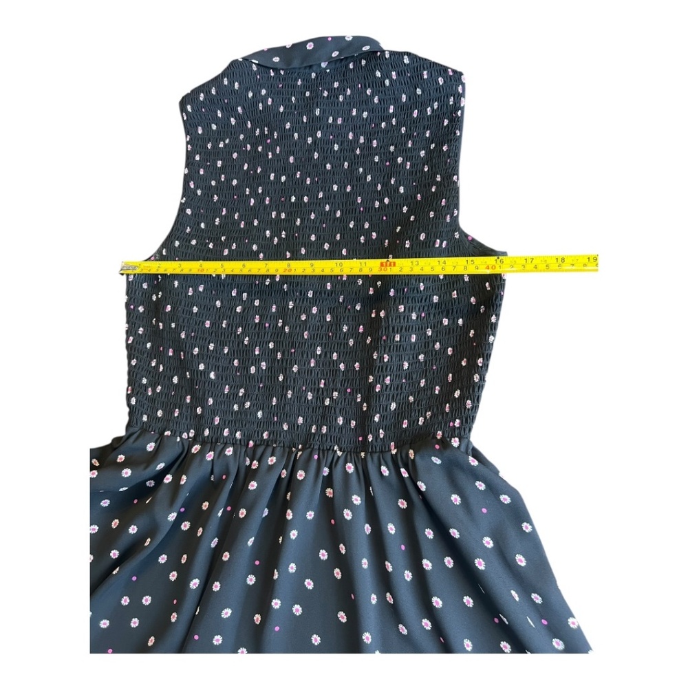 Kate Spade Daisy Dot Dress, Navy Floral, Size 10, Sleeveless Fit & Flare Smocked - Picture 8 of 12